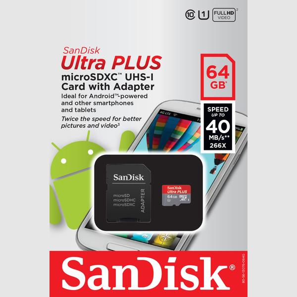 SanDisk Ultra microSDXC UHS-I Card with Adapter - Black